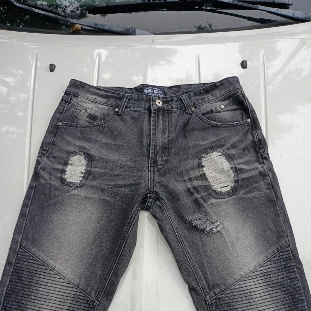 Parish Nation 34 Distressed Black Denim Jeans